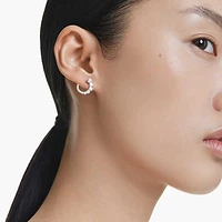 Matrix hoop earrings, Crystal pearl, Round cut, White, Rhodium plated by SWAROVSKI
