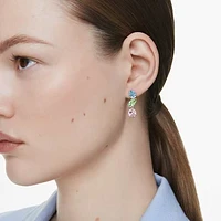 Gema drop earrings, Asymmetrical design, Mixed cuts, Multicolored, Rhodium plated by SWAROVSKI