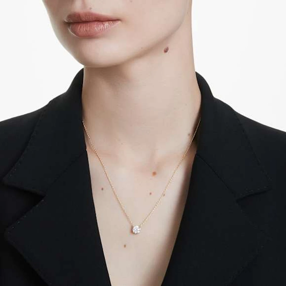 Eternity solitaire pendant, Lab-grown diamonds 1 ct tw, Round shape, 14K yellow gold by SWAROVSKI