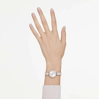 Matrix pearl bangle bangle watch, Swiss Made, Crystal bracelet, White, Rose gold-tone finish by SWAROVSKI