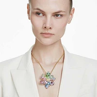 Idyllia pendant and brooch, Mixed cuts, Pavé, Flower, Multicolored, Gold-tone plated by SWAROVSKI
