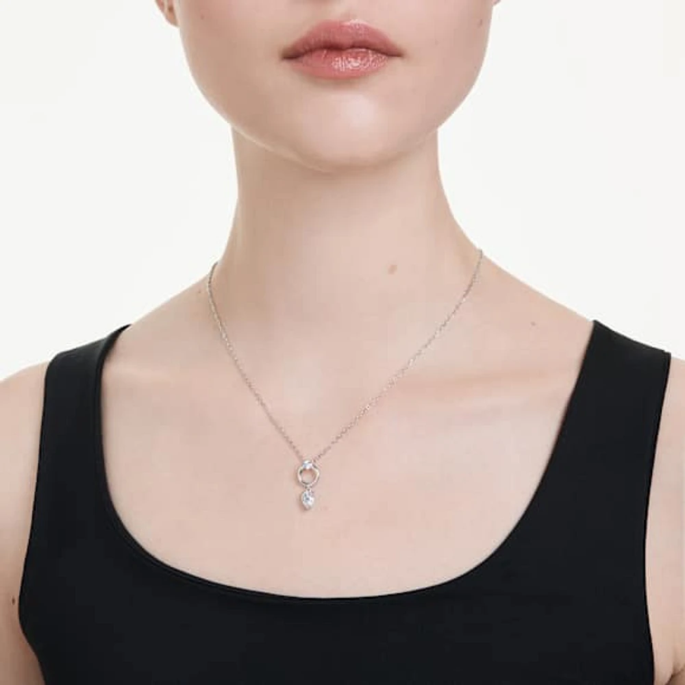 Mesmera pendant, Pear cut, White, Rhodium plated by SWAROVSKI