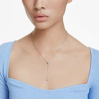 Attract Y necklace, Round cut, Blue, Rhodium plated by SWAROVSKI