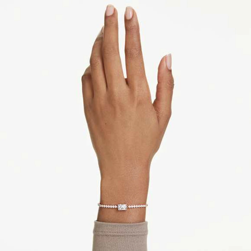 Matrix Tennis bracelet, Mixed cuts, White, Rose gold-tone plated by SWAROVSKI