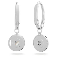 Angelic drop earrings, Round cut, White, Rhodium plated by SWAROVSKI