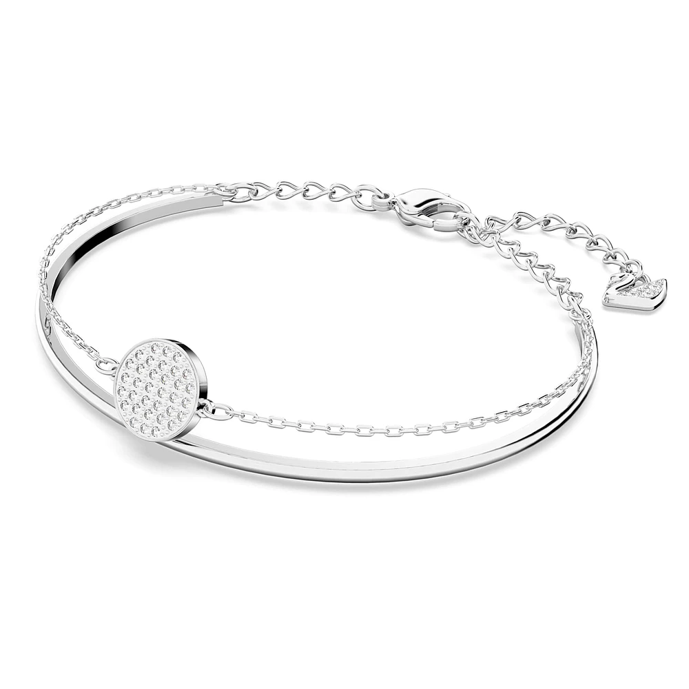 Ginger bangle, White, Rhodium plated by SWAROVSKI