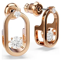 Swarovski Sparkling Dance stud earrings, Round cut, Oval shape, White, Rose gold-tone plated by SWAROVSKI