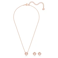 Una set, Mixed cuts, Clover, Pink, Rose gold-tone plated by SWAROVSKI