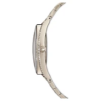 Crystalline aura watch, Swiss Made, Metal bracelet, Gold tone, Champagne gold-tone finish by SWAROVSKI