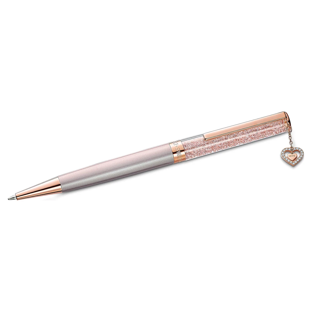 Crystalline ballpoint pen, Heart, Rose gold tone, Pink lacquered, rose gold-tone plated by SWAROVSKI
