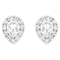 Latisha earring jackets, Pear cut, White, Rhodium plated by SWAROVSKI