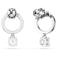 Attract hoop earrings, Round cut, White, Rhodium plated by SWAROVSKI