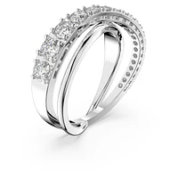 Twist ring, Round cut, White, Rhodium plated by SWAROVSKI