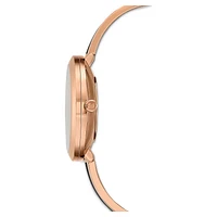 Crystalline delight watch, Swiss Made, Metal bracelet, Black, Rose gold-tone finish by SWAROVSKI