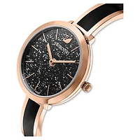 Crystalline delight watch, Swiss Made, Metal bracelet, Black, Rose gold-tone finish by SWAROVSKI