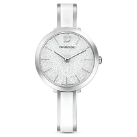 Crystalline delight watch, Swiss Made, Metal bracelet, White, Stainless steel by SWAROVSKI
