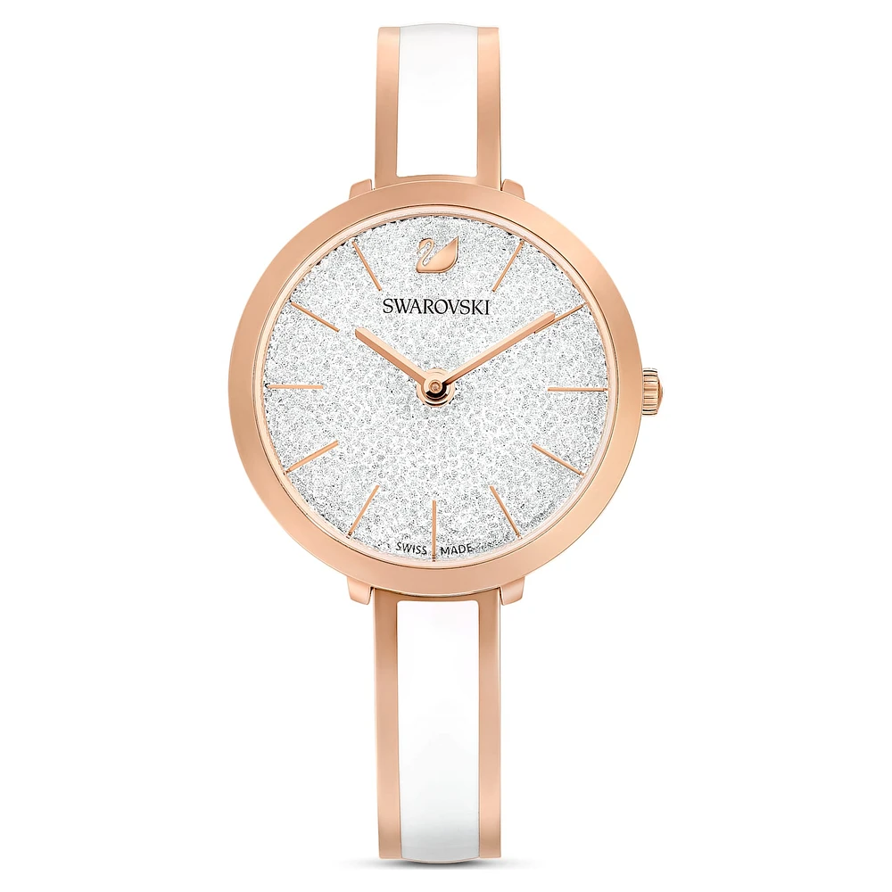 Crystalline delight watch, Swiss Made, Metal bracelet, White