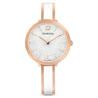 Crystalline delight watch, Swiss Made, Metal bracelet, White