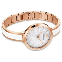 Crystalline delight watch, Swiss Made, Metal bracelet, White