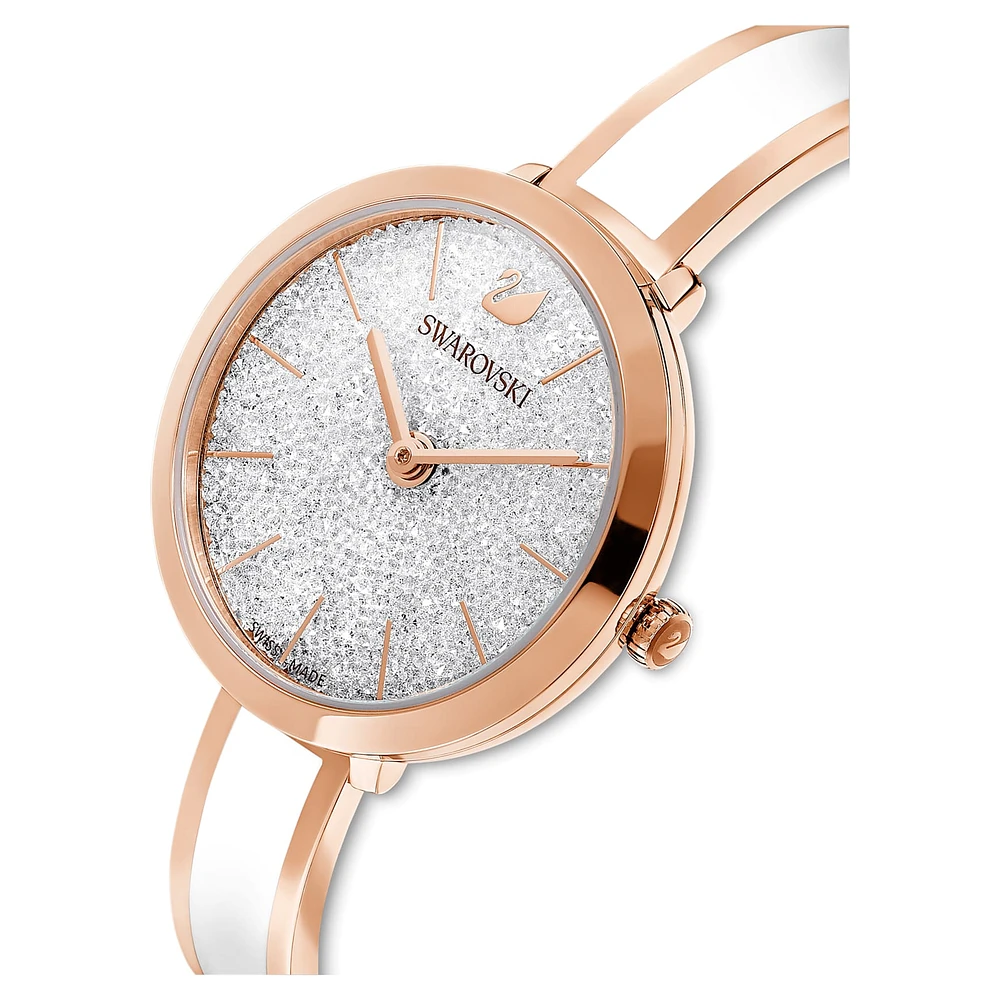 Crystalline delight watch, Swiss Made, Metal bracelet, White