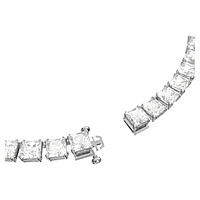 Millenia Tennis necklace, Square cut, White, Rhodium plated by SWAROVSKI