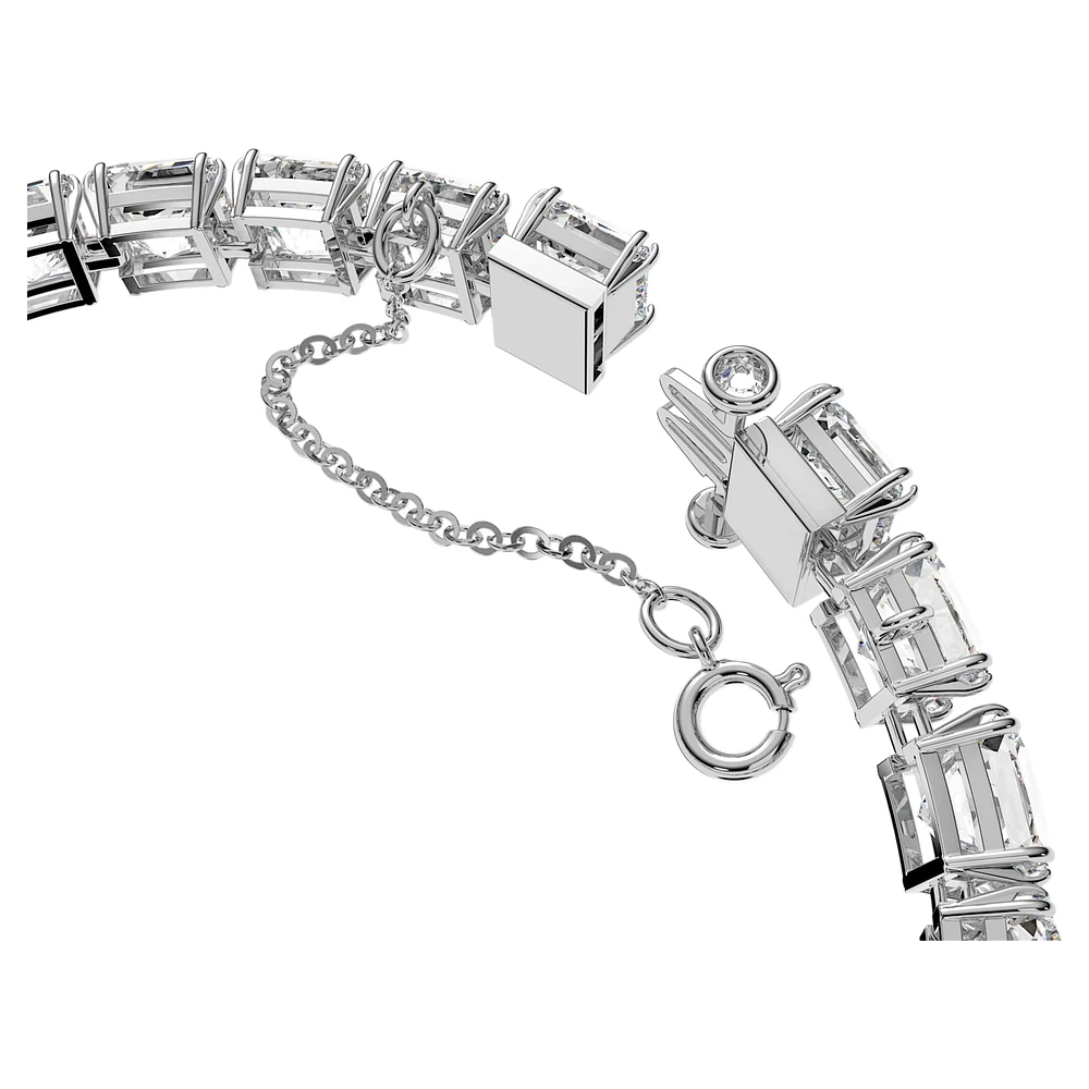 Millenia bracelet, Square cut, Small, White, Rhodium plated by SWAROVSKI