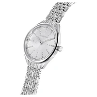 Attract watch, Swiss Made, Pavé, Metal bracelet, Silver tone, Stainless steel by SWAROVSKI