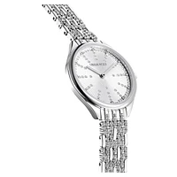 Attract watch, Swiss Made, Pavé, Metal bracelet, Silver tone, Stainless steel by SWAROVSKI