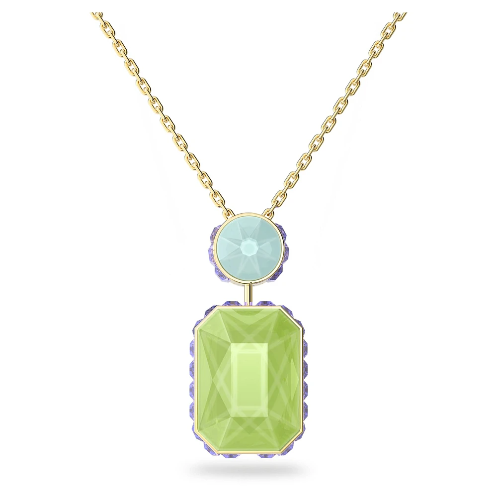 Orbita necklace, Octagon cut, Multicoloured, Gold-tone plated by SWAROVSKI