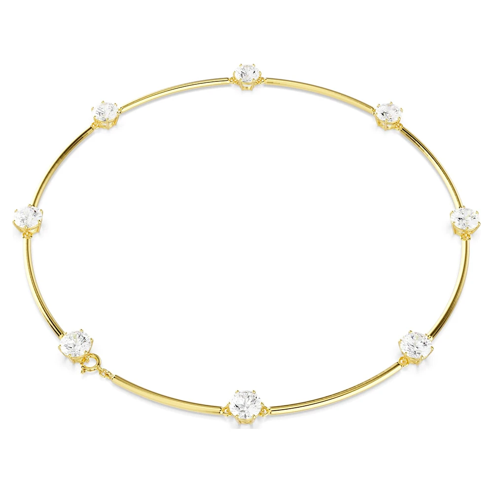 Constella choker, Round cut, White, Shiny gold-tone plated by SWAROVSKI
