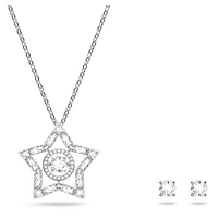 Stella set, Mixed cuts, Star, White, Rhodium plated by SWAROVSKI