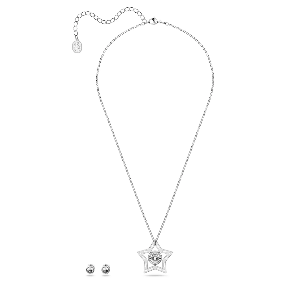 Stella set, Mixed cuts, Star, White, Rhodium plated by SWAROVSKI