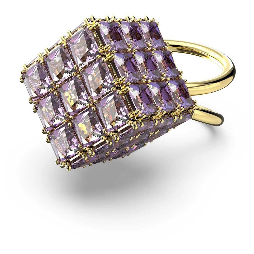 Curiosa cocktail ring, Square cut, Purple, Gold-tone plated by SWAROVSKI