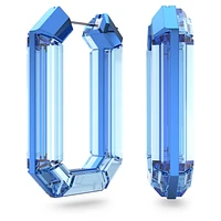 Lucent hoop earrings, Statement, Octagon shape, Blue by SWAROVSKI