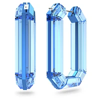 Lucent hoop earrings, Statement, Octagon shape, Blue by SWAROVSKI
