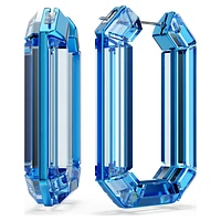 Lucent hoop earrings, Statement, Octagon shape, Blue by SWAROVSKI