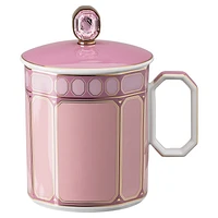 Signum mug with lid, Porcelain, Pink by SWAROVSKI