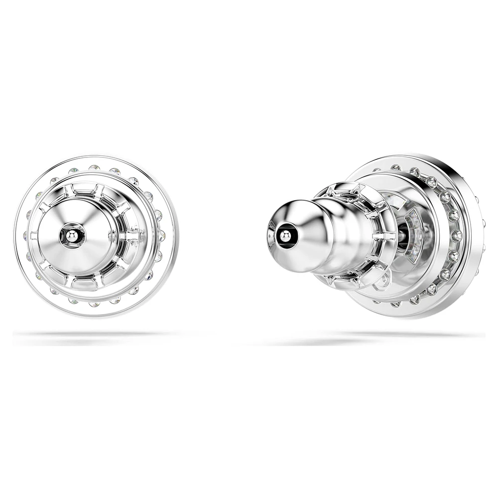 Constella stud earrings, Round cut, Pavé, White