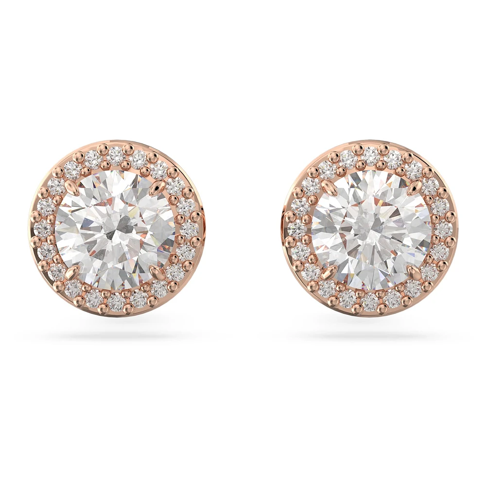 Constella stud earrings, Round cut, Pavé, White