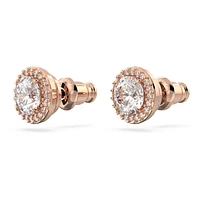 Constella stud earrings, Round cut, Pavé, White