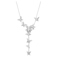 Idyllia Lilia Y necklace, Butterfly, White, Rhodium plated by SWAROVSKI