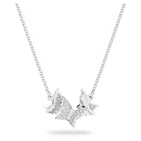 Idyllia Lilia necklace, Butterfly, White, Rhodium plated by SWAROVSKI