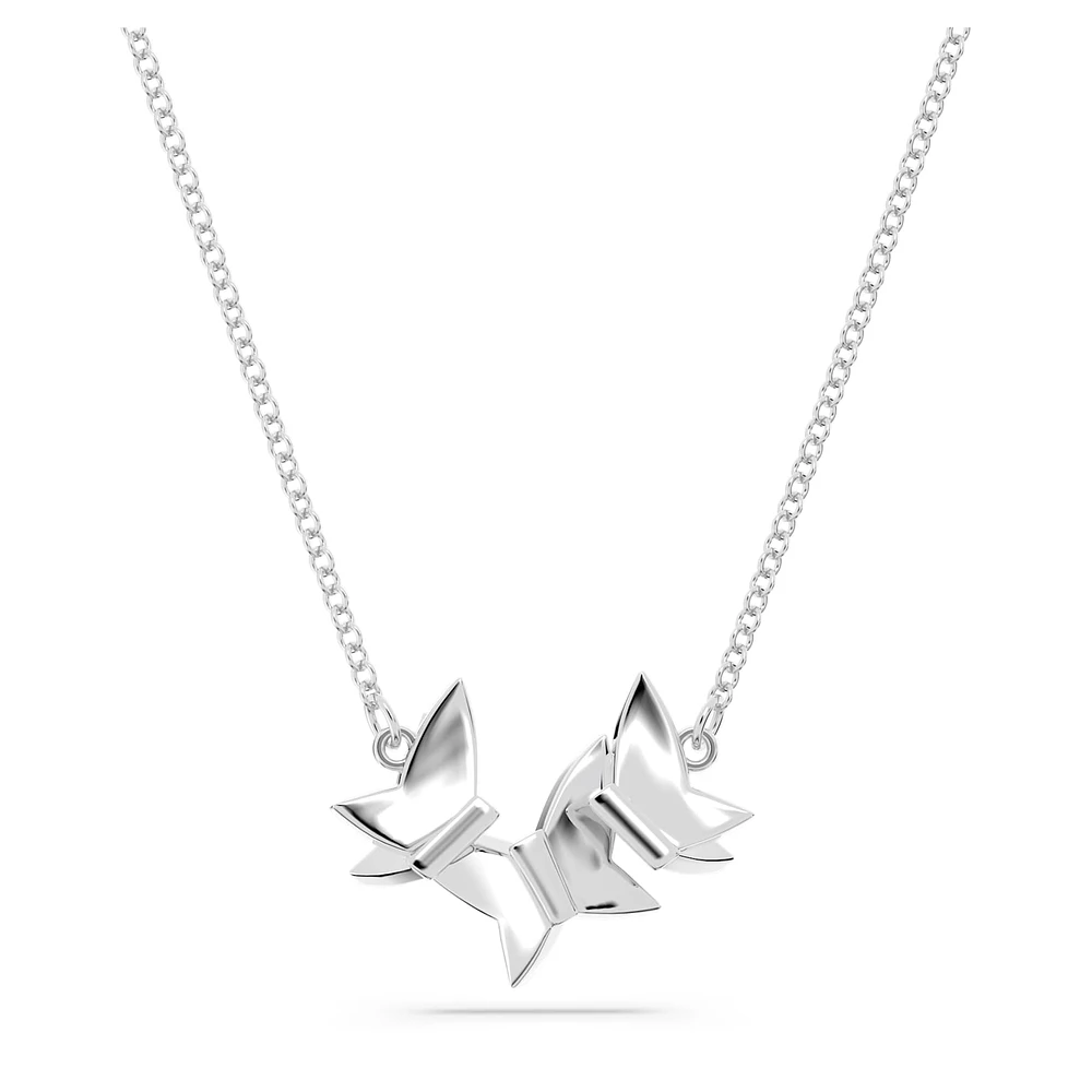Idyllia Lilia necklace, Butterfly, White, Rhodium plated by SWAROVSKI