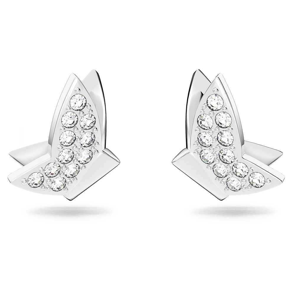 Idyllia Lilia stud earrings, Butterfly, White, Rhodium plated by SWAROVSKI