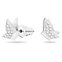 Idyllia Lilia stud earrings, Butterfly, White, Rhodium plated by SWAROVSKI