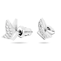 Idyllia Lilia stud earrings, Butterfly, White, Rhodium plated by SWAROVSKI