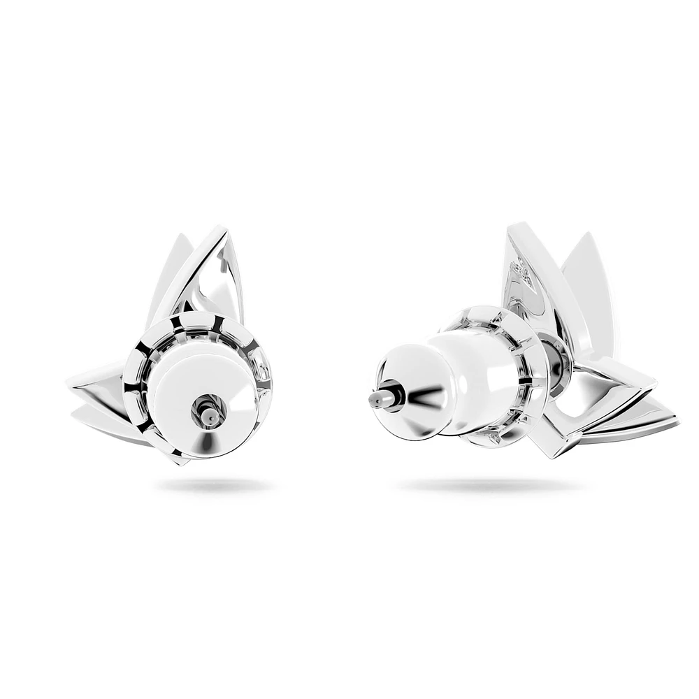 Idyllia Lilia stud earrings, Butterfly, White, Rhodium plated by SWAROVSKI