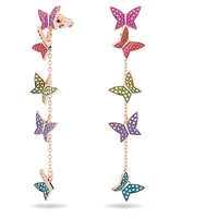 Idyllia Lilia drop earrings, Butterfly, Long, Multicolored, Rose gold-tone plated by SWAROVSKI