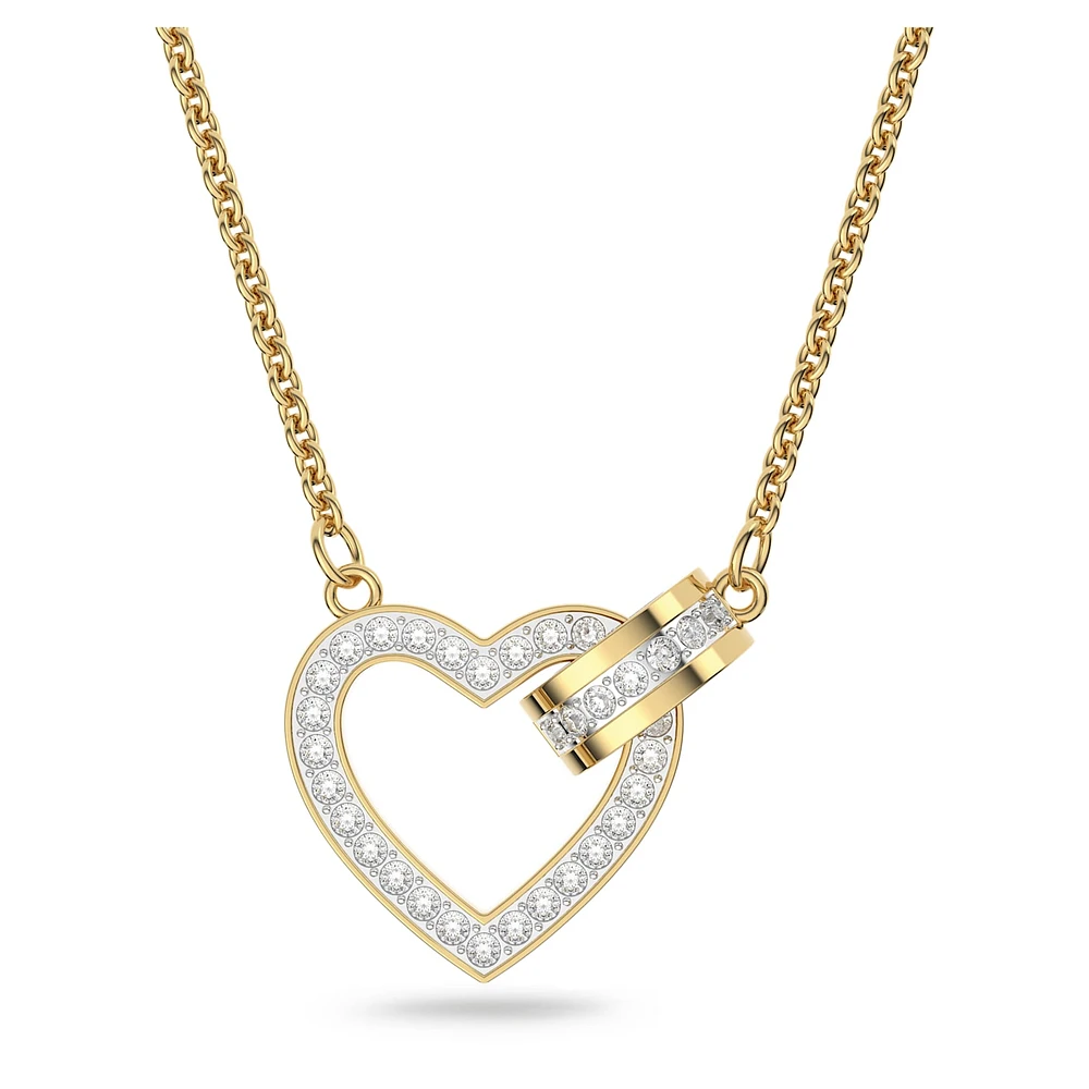 Lovely necklace, Heart, White, Gold-tone plated by SWAROVSKI