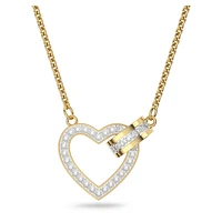 Lovely necklace, Heart, White, Gold-tone plated by SWAROVSKI